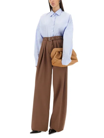 Dries Van Noten High-waisted Wide-leg Pants With Matching Belt In Brown