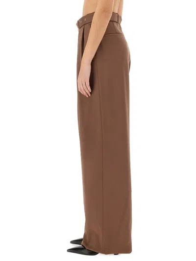 Dries Van Noten High-waisted Wide-leg Pants With Matching Belt In Brown