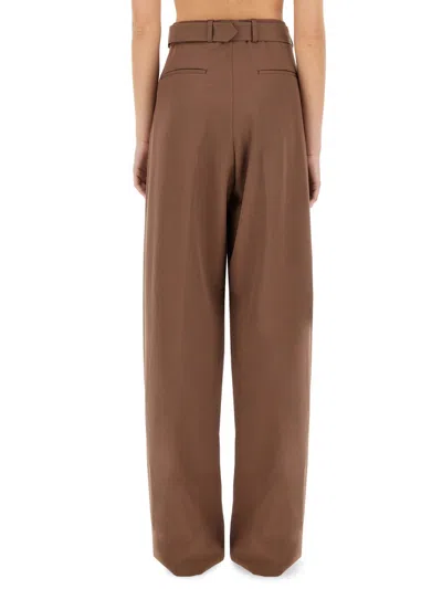 Dries Van Noten High-waisted Wide-leg Pants With Matching Belt In Brown