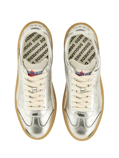 Dsquared2 Leather Sneaker In Silver