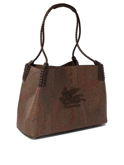 Etro Mini Paisley Jacquard Tote Handbag In Red