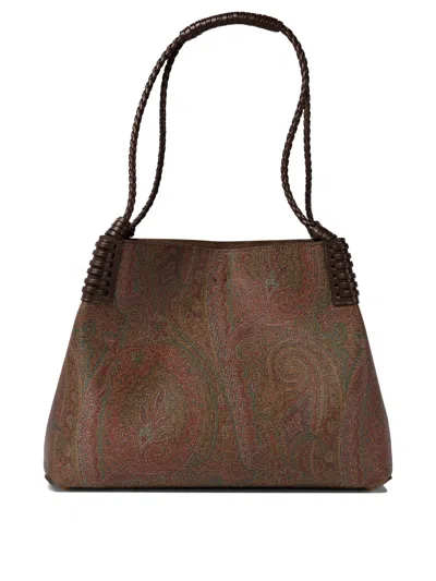 Etro Mini Paisley Jacquard Tote Handbag In Red