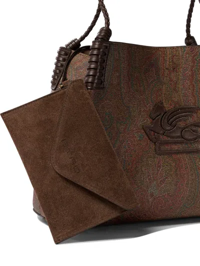 Etro Mini Paisley Jacquard Tote Handbag In Red