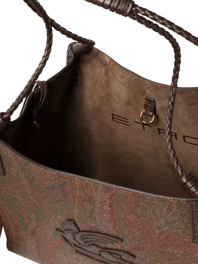 Etro Mini Paisley Jacquard Tote Handbag In Red