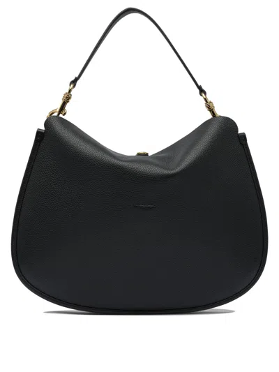 Etro Leather Textured Shoulder Bag In Black