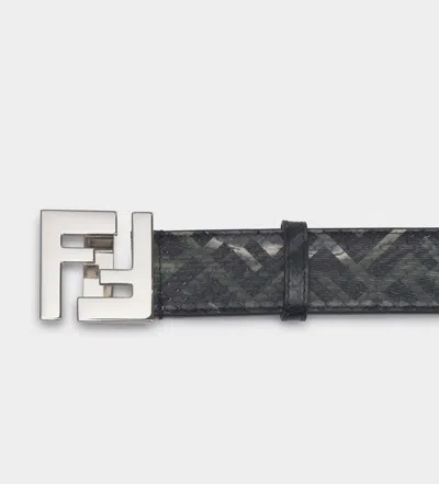 Fendi Adjustable Reversible Textured Belt Loop In Black