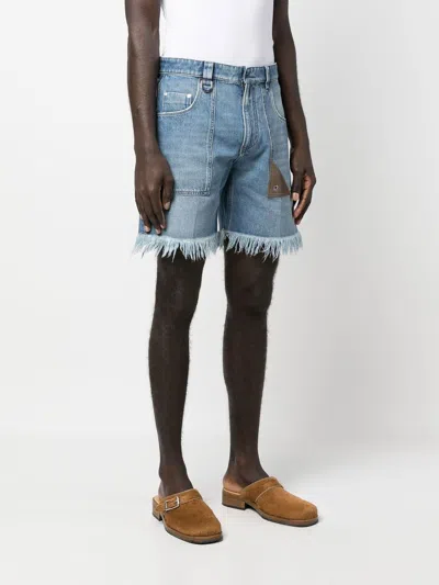Fendi Men Denim Bermuda Shorts In Blue