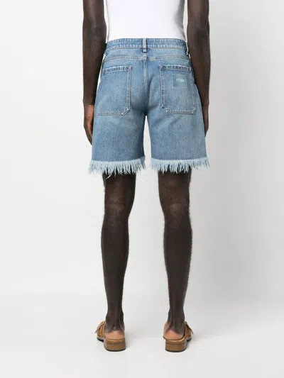 Fendi Men Denim Bermuda Shorts In Blue