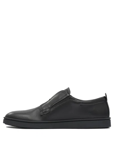 Ferragamo Alfie Black Sneakers With Gancini Detail On The Side And Embossed Logo Lettering On The Side In Leat In Black