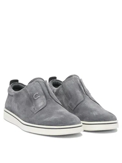 Ferragamo Navy Blue Laceless Sneakers In Gray