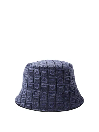 Ferragamo Logo Jacquard Cloche Hat In Blue