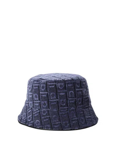 Ferragamo Logo Jacquard Cloche Hat In Blue