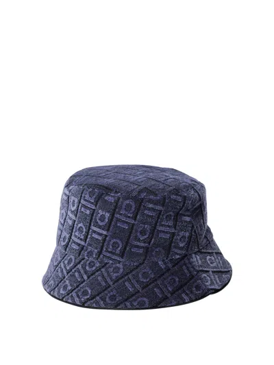 Ferragamo Logo Jacquard Cloche Hat In Blue