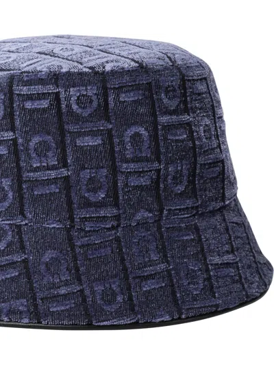 Ferragamo Logo Jacquard Cloche Hat In Blue