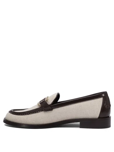 Ferragamo Slip-ons With Contrast Trim And Gold-tone Hardware In Gray
