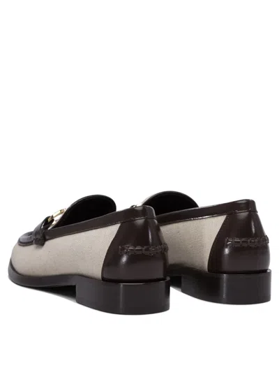 Ferragamo Slip-ons With Contrast Trim And Gold-tone Hardware In Gray