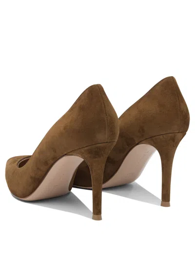 Gianvito Rossi Pointed Toe Suede Finish Pumps In Brown