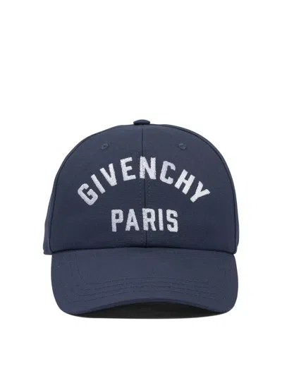 Givenchy Men Baseball Cap With Embroidered Logo In Blue