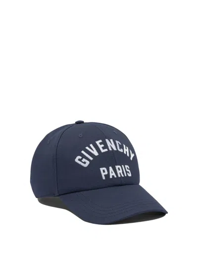 Givenchy Men Baseball Cap With Embroidered Logo In Blue