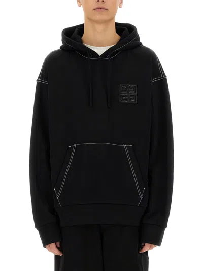Givenchy Black Hoodie With 4g Logo Detail On Front In Cotton Man
