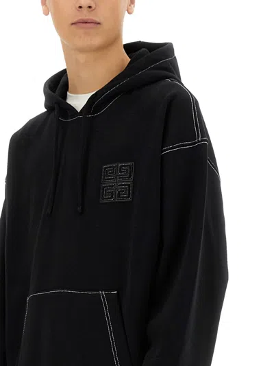 Givenchy Black Hoodie With 4g Logo Detail On Front In Cotton Man