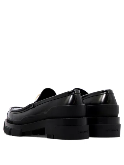 Givenchy Leather Terra Loafers With Front Monogram In Black