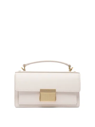 Golden Goose Deluxe Brand Structured Handbag With Gold-tone Clasp And Detachable Strap In White