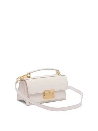 Golden Goose Deluxe Brand Structured Handbag With Gold-tone Clasp And Detachable Strap In White