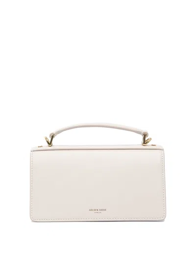 Golden Goose Deluxe Brand Structured Handbag With Gold-tone Clasp And Detachable Strap In White