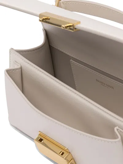 Golden Goose Deluxe Brand Structured Handbag With Gold-tone Clasp And Detachable Strap In White