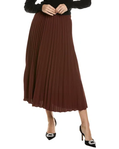Yal New York Classic Pleated Rust Midi Skirt In Brown