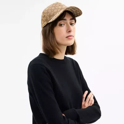 Coach Signature Jacquard Baseball Hat In Brown