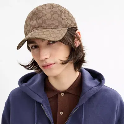 Coach Signature Jacquard Baseball Hat In Brown