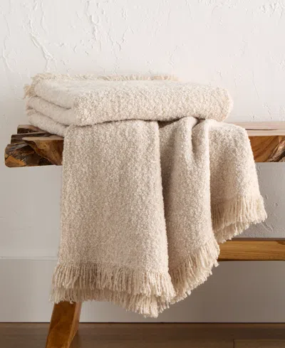 Oake Heathered Boucle Throw, 50" X 60", Exclusively For Macy's In White