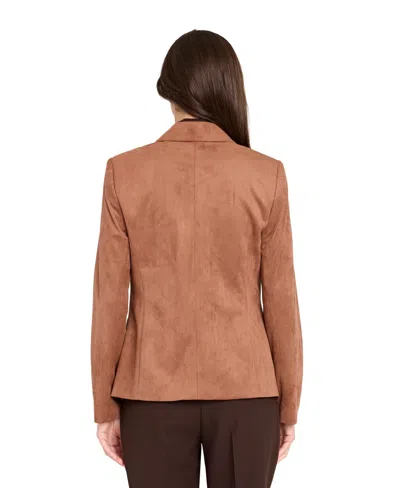 Tahari Asl One-button Faux Suede Jacket In Brown