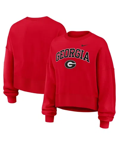 Nike Red Georgia Bulldogs Oversized Phoenix Arch Pullover Sweatshirt In Red