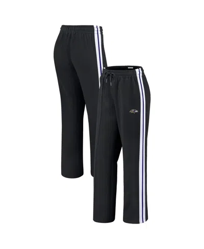 Wear By Erin Andrews Women's Black Baltimore Ravens Color-block Straight Leg Pants In Black