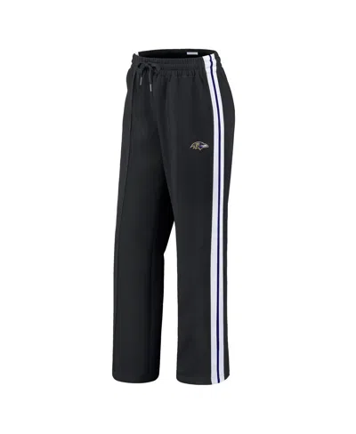 Wear By Erin Andrews Women's Black Baltimore Ravens Color-block Straight Leg Pants In Black