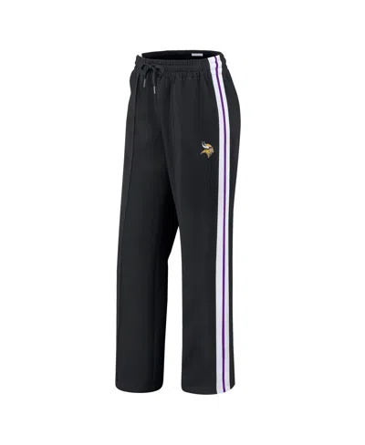 Wear By Erin Andrews Women's Black Minnesota Vikings Color-block Straight Leg Pants In Black