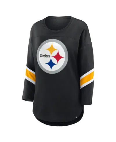 Fanatics Women's Black Pittsburgh Steelers Redzone 3/4-sleeve T-shirt In Black
