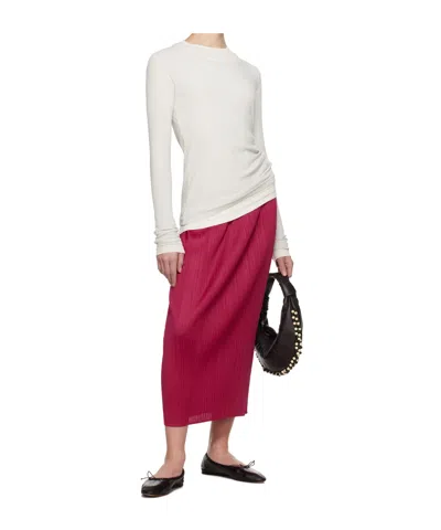 Issey Miyake Pink June New Colorful Basics 4 Midi Skirt In Pink