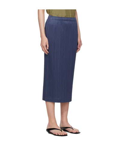 Issey Miyake Navy May Loop Bottoms Midi Skirt In Blue