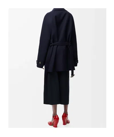 Loewe Double-breasted Belted Wool And Silk-blend Twill Jacket In Blue