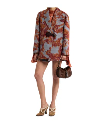 Etro Wool Blend Coat In Multi