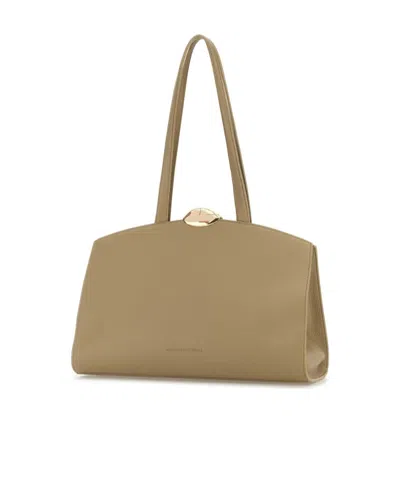 Benedetta Bruzziches Structured Leather Shopping Bag With Top Handle In Brown