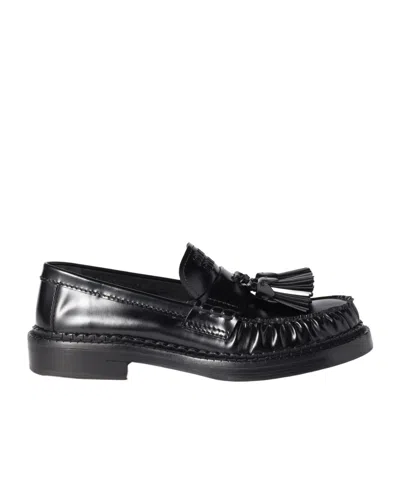Miu Miu Tassel Loafers In Polished Leather In Black