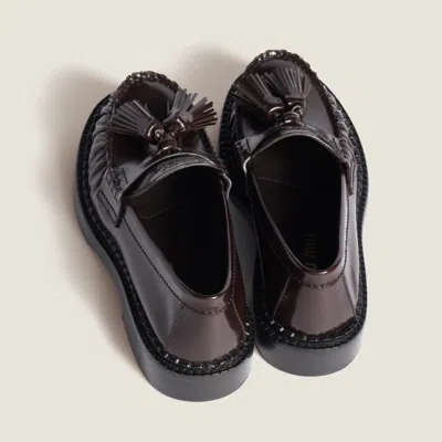 Miu Miu Tassel Loafers In Polished Leather In Burgundy