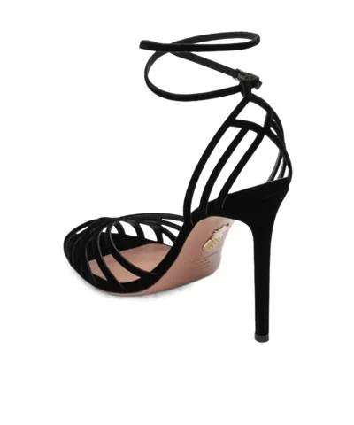 Aquazzura Wild Dream 105 Black Velvet Sandals In Multi