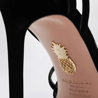 Aquazzura Wild Dream 105 Black Velvet Sandals In Multi