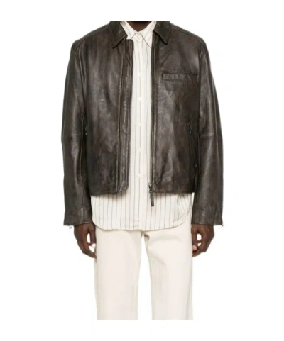 Samsoe & Samsoe Sacliff X Zip-front Leather Jacket In Brown